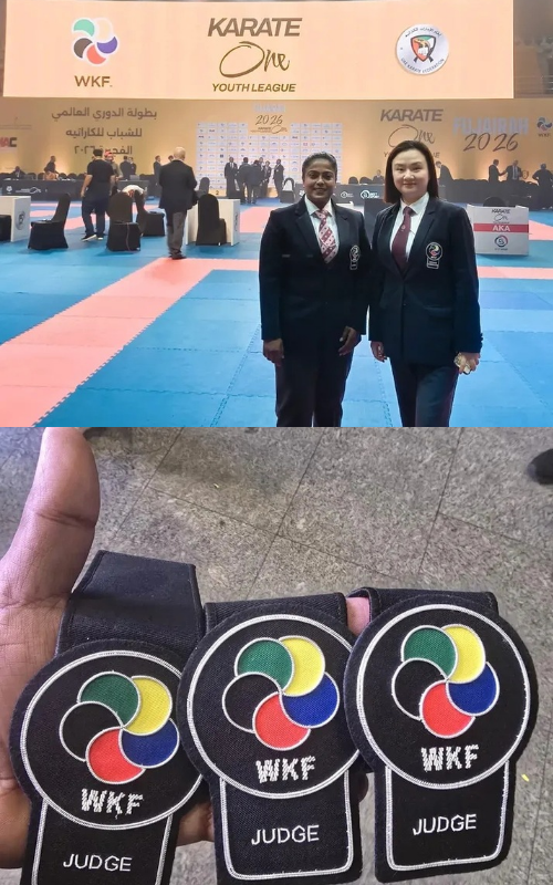 Sensei Radhika Omkar Kashyap ki vaishvik Jeet Dubai mein WKF Kumite Judge B Pariksha uttirn kar Racha itihaas